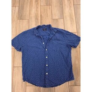 Lucky Brand Mens Slim Fit Blue Polka Dot Short Sleeve Button Down Shirt XL
